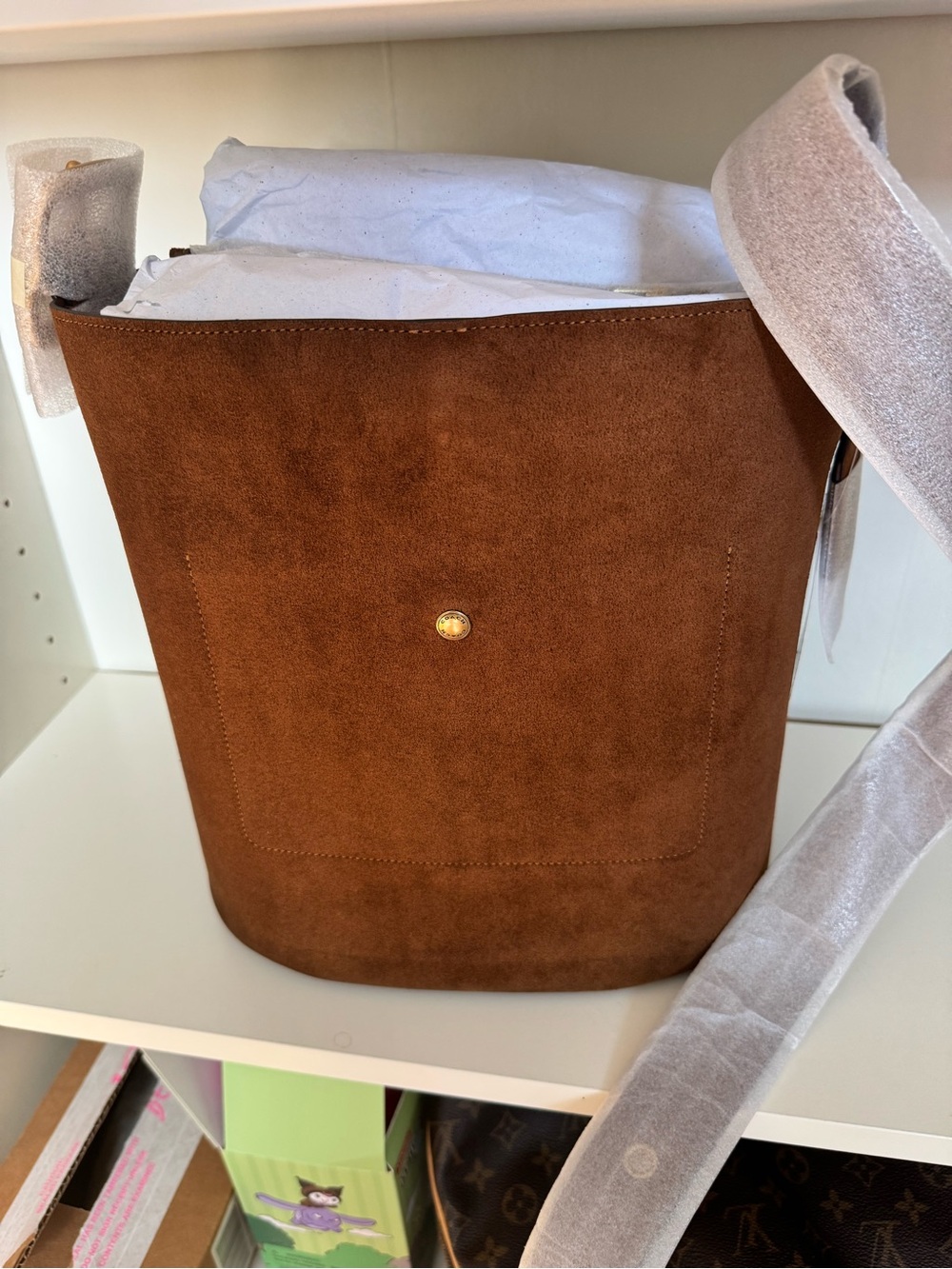 Coach Bleecker Suede Shoulder bucket bag brass warm brown - Picture 8 of 11